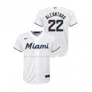 Maglia Baseball Bambino Miami Marlins Sandy Alcantara Replica Home Bianco