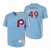 Maglia Baseball Bambino Philadelphia Phillies Jake Arrieta Cooperstown Collection Road Blu