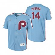 Maglia Baseball Bambino Philadelphia Phillies Jim Bunning Cooperstown Collection Road Blu