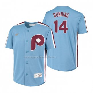 Maglia Baseball Bambino Philadelphia Phillies Jim Bunning Cooperstown Collection Road Blu