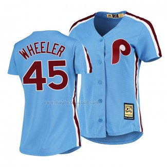 Maglia Baseball Donna Philadelphia Phillies Zack Wheeler Cooperstown Collection Road Blu