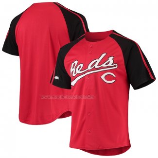 Maglia Baseball Uomo Cincinnati Reds Button Down Raglan Replica Rosso