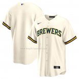 Maglia Baseball Uomo Milwaukee Brewers Home Blank Replica Crema