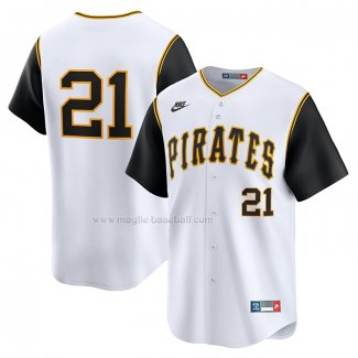 Maglia Baseball Uomo Pittsburgh Pirates Roberto Clemente Throwback Cooperstown Limited Bianco