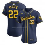 Maglia Baseball Uomo Milwaukee Brewers Christian Yelich Alternato Home Elite Nero