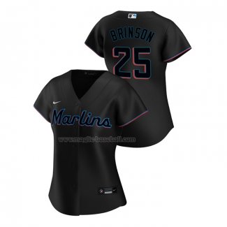 Maglia Baseball Donna Miami Marlins Lewis Brinson Replica Alternato 2020 Nero