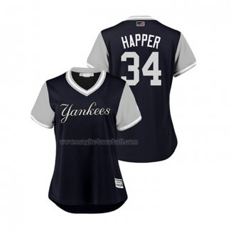 Maglia Baseball Donna New York Yankees J.a. Happ 2018 Llws Players Weekend Happer Blu