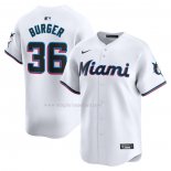 Maglia Baseball Uomo Miami Marlins Jake Burger Home Limited Bianco