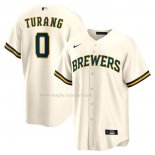 Maglia Baseball Uomo Milwaukee Brewers Brice Turang Home Replica Crema