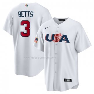 Maglia Baseball Uomo USA 2023 Mookie Betts Replica Bianco