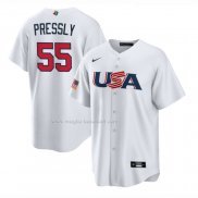 Maglia Baseball Uomo USA 2023 Ryan Pressly Replica Bianco