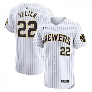 Maglia Baseball Uomo Milwaukee Brewers Christian Yelich Alternato Elite Bianco