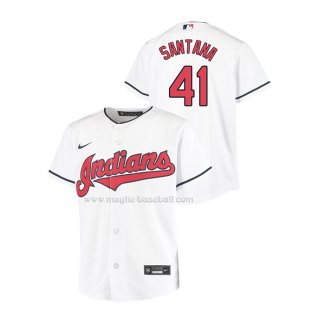 Maglia Baseball Bambino Cleveland Guardians Carlos Santana Replica Home Bianco