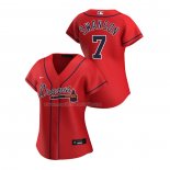 Maglia Baseball Donna Atlanta Braves Dansby Swanson Replica Alternato 2020 Rosso