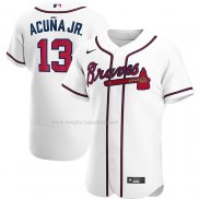 Maglia Baseball Uomo Atlanta Braves Ronald Acuna JR. Home Autentico Bianco