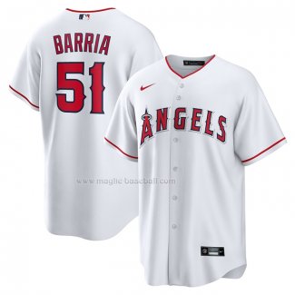 Maglia Baseball Uomo Los Angeles Angels Jaime Barria Home Replica Bianco