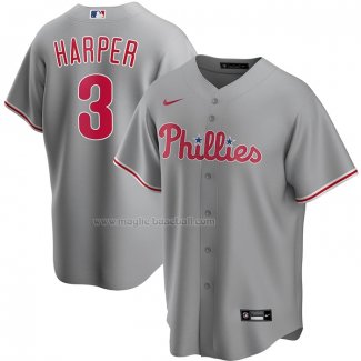 Maglia Baseball Uomo Philadelphia Phillies Bryce Harper Road Replica Grigio