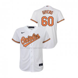 Maglia Baseball Bambino Baltimore Orioles Mychal Givens Replica Home Bianco