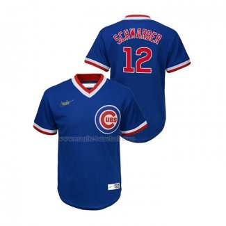 Maglia Baseball Bambino Chicago Cubs Kyle Schwarber Cooperstown Collection Road Blu