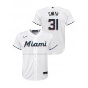 Maglia Baseball Bambino Miami Marlins Caleb Smith Replica Home Bianco