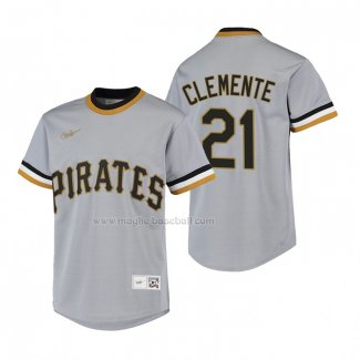 Maglia Baseball Bambino Pittsburgh Pirates Roberto Clemente Cooperstown Collection Road Grigio