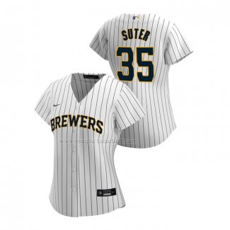 Maglia Baseball Donna Milwaukee Brewers Brent Suter Replica Home 2020 Bianco