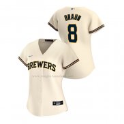 Maglia Baseball Donna Milwaukee Brewers Ryan Braun Replica Home 2020 Crema