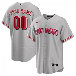 Maglia Baseball Uomo Cincinnati Reds Road Personalizzate Replica Grigio