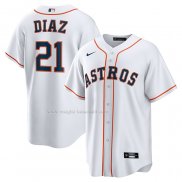 Maglia Baseball Uomo Houston Astros Yainer Diaz Home Replica Bianco