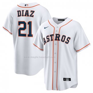 Maglia Baseball Uomo Houston Astros Yainer Diaz Home Replica Bianco