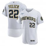 Maglia Baseball Uomo Milwaukee Brewers Christian Yelich Alternato Autentico Bianco