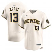 Maglia Baseball Uomo Milwaukee Brewers Eric Haase Home Limited Crema