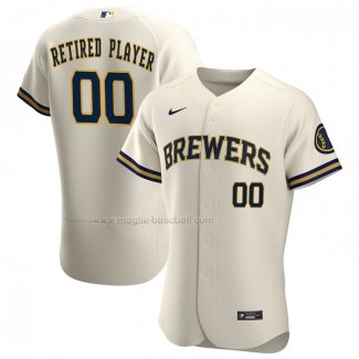 Maglia Baseball Uomo Milwaukee Brewers Pick-A-player Retired Roster Home Autentico Crema