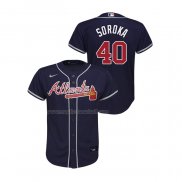 Maglia Baseball Bambino Atlanta Braves Mike Soroka Replica Alternato Blu