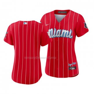 Maglia Baseball Donna Miami Marlins 2021 City Connect Sugar Kings Rosso