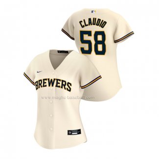 Maglia Baseball Donna Milwaukee Brewers Alex Claudio Replica Home 2020 Crema