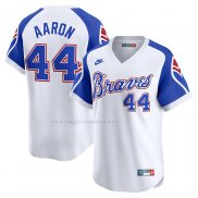 Maglia Baseball Uomo Atlanta Braves Hank Aaron Throwback Cooperstown Limited Bianco