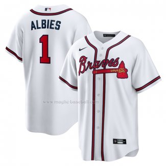 Maglia Baseball Uomo Atlanta Braves Ozzie Albies Home Replica Bianco