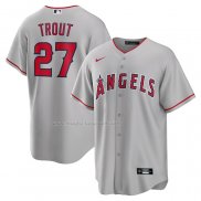 Maglia Baseball Uomo Los Angeles Angels Mike Trout Road Replica Silver