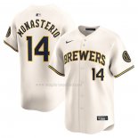 Maglia Baseball Uomo Milwaukee Brewers Andruw Monasterio Home Limited Crema