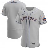 Maglia Baseball Uomo New York Mets Road Autentico Grigio