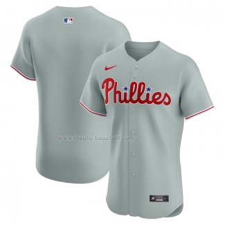 Maglia Baseball Uomo Philadelphia Phillies Road Elite Grigio