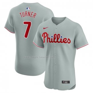 Maglia Baseball Uomo Philadelphia Phillies Trea Turner Road Elite Grigio