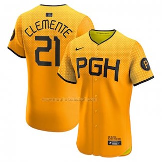 Maglia Baseball Uomo Pittsburgh Pirates Roberto Clemente Elite Giallo