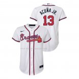 Maglia Baseball Bambino Atlanta Braves Ronald Acuna JR. Replica Home Bianco