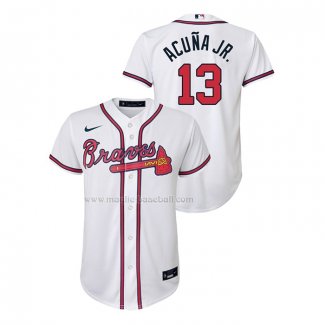 Maglia Baseball Bambino Atlanta Braves Ronald Acuna JR. Replica Home Bianco