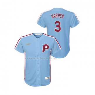 Maglia Baseball Bambino Philadelphia Phillies Bryce Harper Cooperstown Collection Road Blu