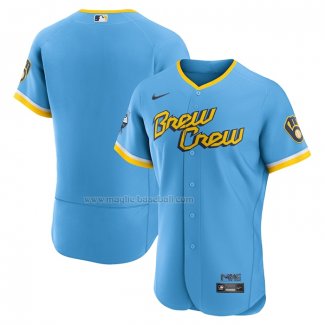 Maglia Baseball Uomo Milwaukee Brewers 2022 City Connect Autentico Blu