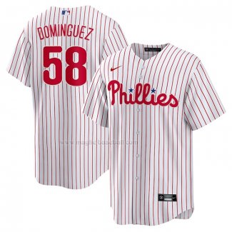 Maglia Baseball Uomo Philadelphia Phillies Seranthony Dominguez Home Replica Bianco