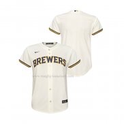 Maglia Baseball Bambino Milwaukee Brewers Replica Home Crema